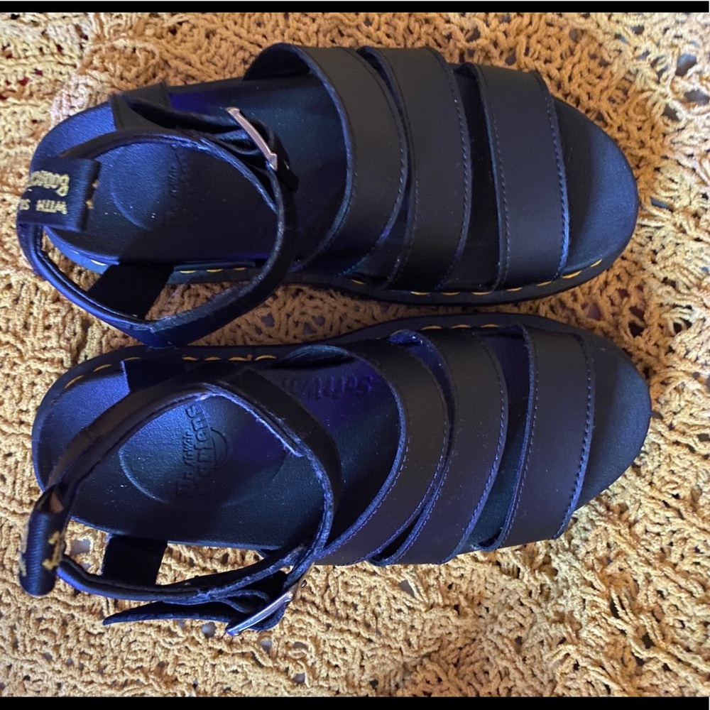 Dr. Marten Black Sandals with Bouncing Soles
